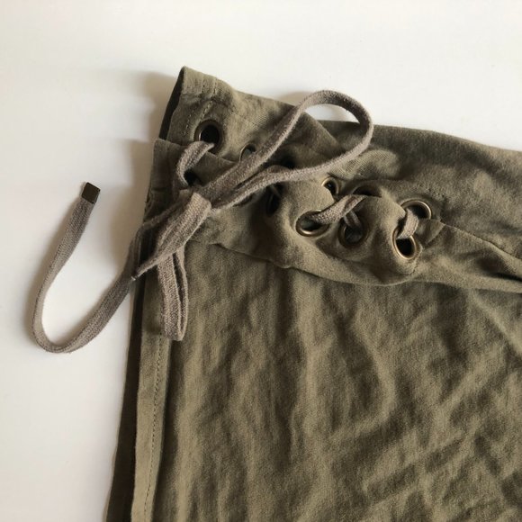 Khaki Cotton t-shirt with side laces - Picture 2 of 2